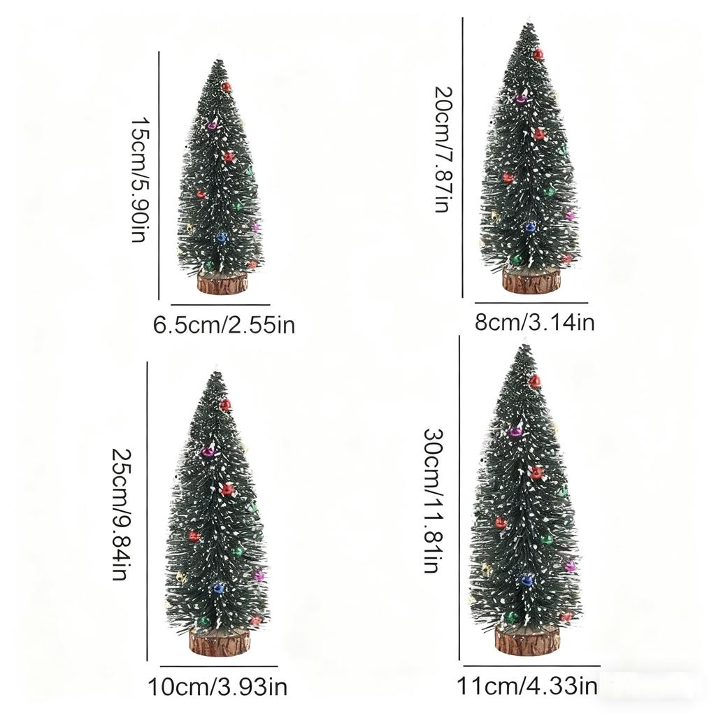 1Pc Desktop Mini Christmas Tree Cedar Tree Snowflake Pine Needle Tree Doll House Festival Tabletop Miniature Snow Decor