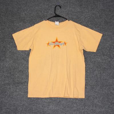 VTG Six Flags Graphic T Shirt Adult Mens L Orange Short Sleeve Theme Park Tee