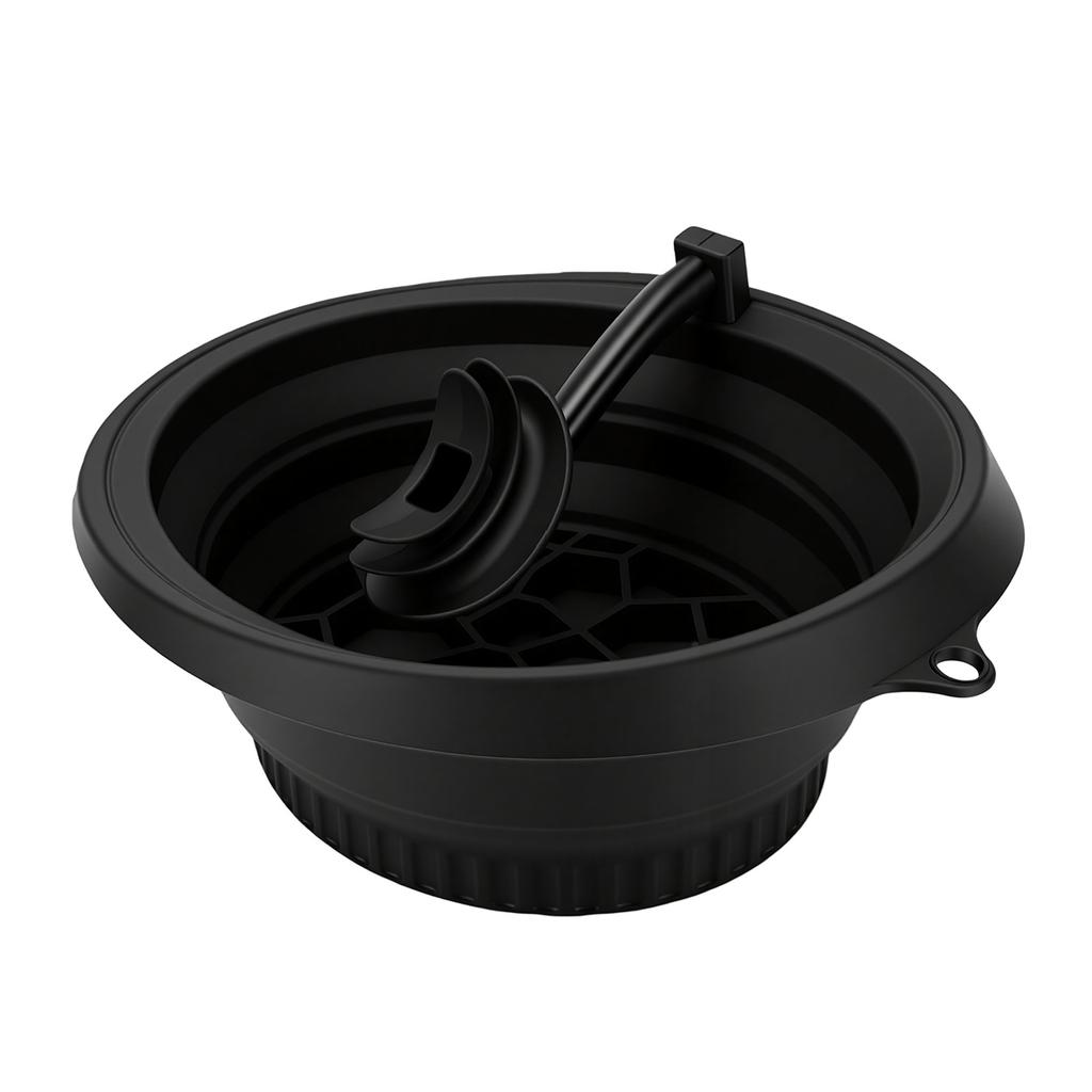 Silicone Ice Bath Bowl with Built In Ice Grid Ventilation Tube Foldable Face Ice Silicone Bowl for Skincare Black