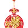 Horse Year Blessing Pendant Flocked Fabric Red Hanging Ornament Fu Symbol Prosperity Decor for Chinese New Year Home Use