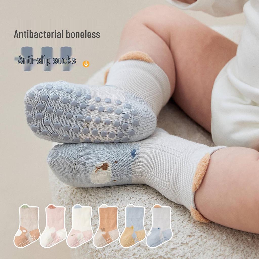 Baby Non-Slip Cartoon Cotton Socks for Newborns - Warm, Cold-Proof Walking Socks for Spring, Autumn, and Winter