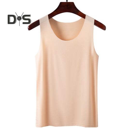 Γυναικείο γιλέκο με πάτο Ice Silk Χωρίς ραφή Αμάνικο Καθαρό Χρώμα Plus Size Strechy στρογγυλή λαιμόκοψη Dry Dry Cooling Camisole Καλοκαιρινό ραντεβού Διακοπές γραφείου