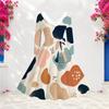 Women S Plus Size Furry Trim V Neck Long Sleeve Abstract Print A Line Midi Dress