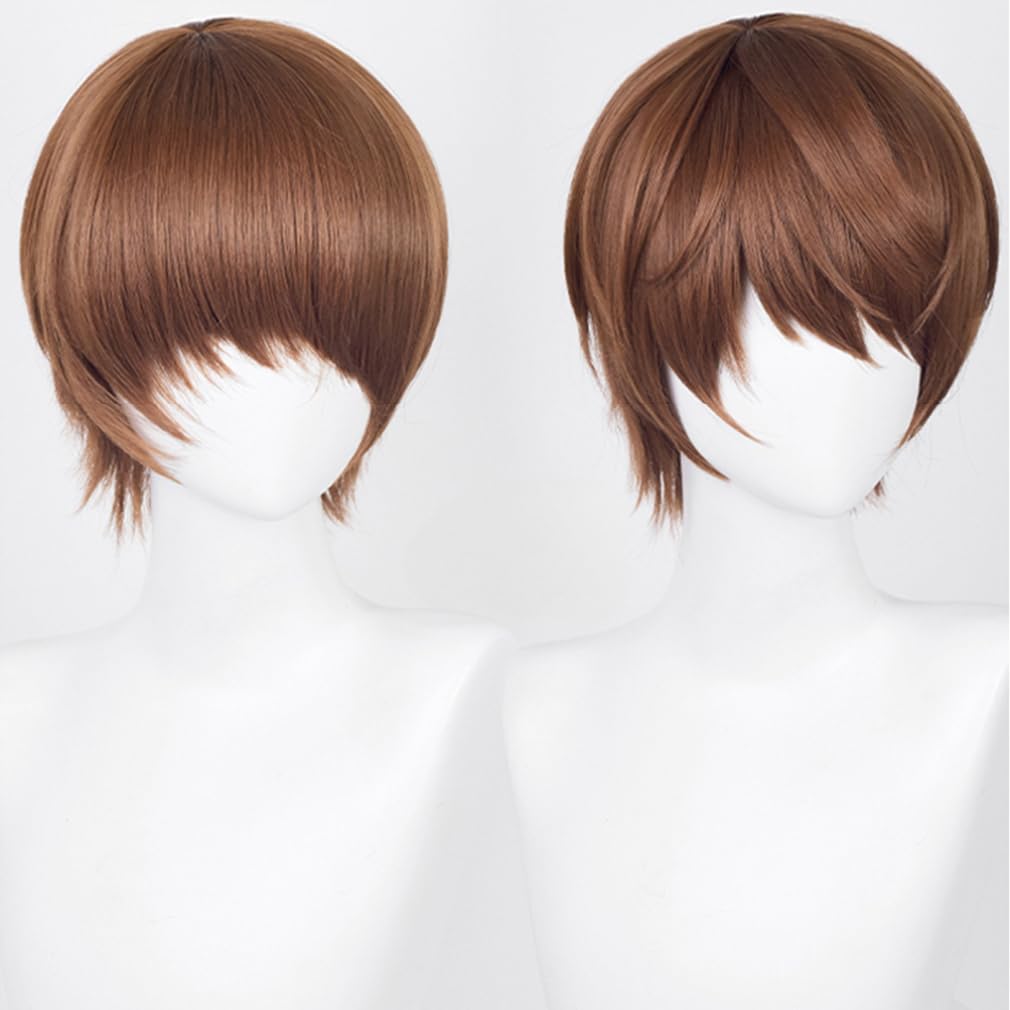 LAOBAO Light Yagami Cosplay Bob Brown Disguise Costume Halloween Costume Wig, Wig, Heat-Resistant, Wig, Accessory, (Light Yagami)