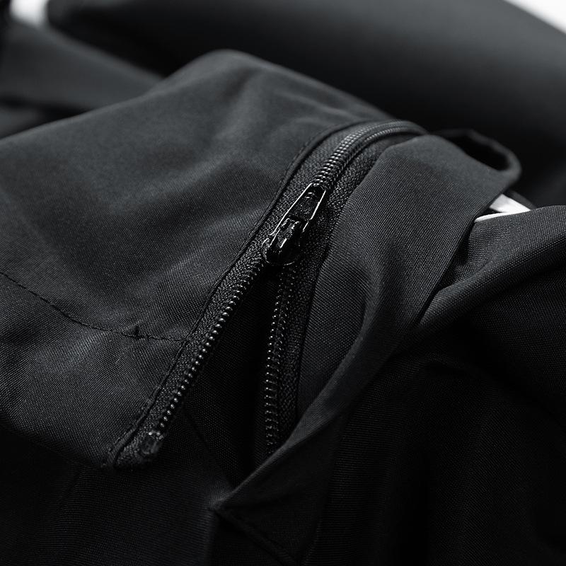 Young Men and Women Hooded Versatile Jacket Three Bars Personalized Zipper Solid Color Coat Couple Top Urban Men and Women The Same Style