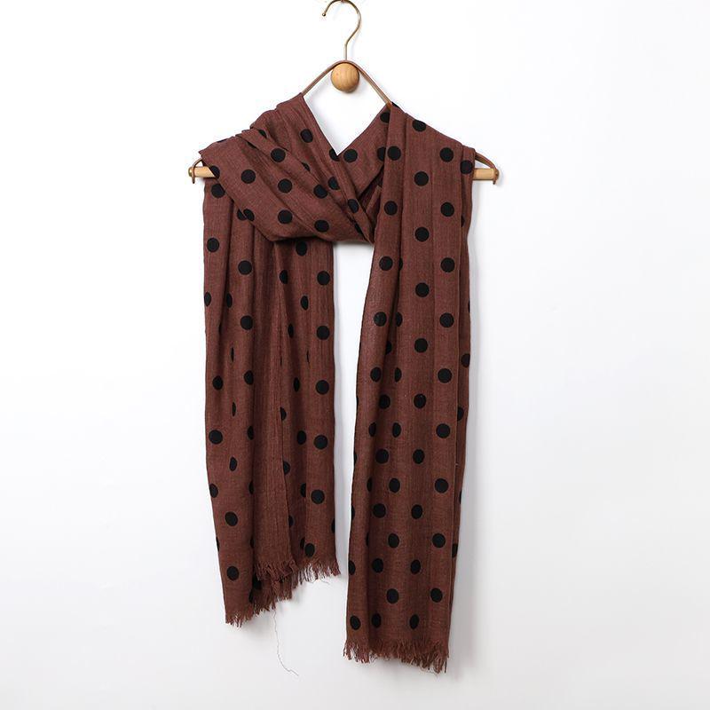 Cachecol com estampa de bolinhas – mistura de poliéster e algodão de cor pura