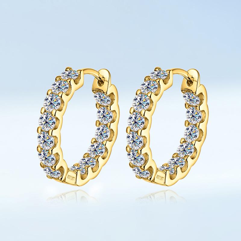EWYA Luxury Moissanite Hoop Earrings 2.6 Carat D Color S925 Silver Earring For Women Party Fine Jewelry Christmas Gift