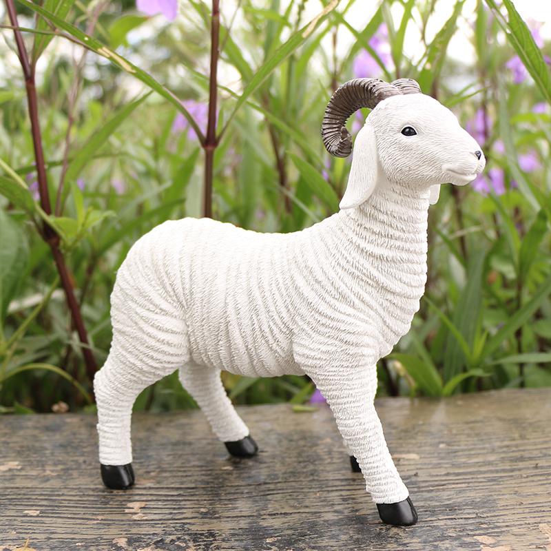 Resin Figurine Flower Pot Decor Lamb OrnamentSimulation Decor Mini Animal Models For Farm Yard Artificial Lamb Craft Gifts