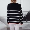 Herbst Winter Vintage Lose Langarm Top Streifen Pullover Strickwaren Oansatz Pullover