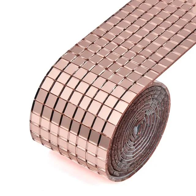 New Grid Self-Adhesive Square Mosaic Tiles Sliver Mirrors Mosaic Sheets For DIY Handmade Crafts Disco Ball Wall Sticker