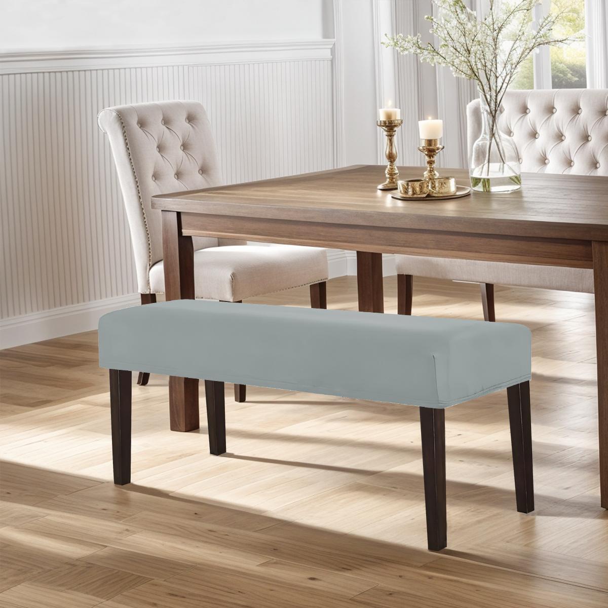 

1 шт. Водонепроницаемый эластичный чехол на скамейку из молочного шелка, Чехлы на стулья для украшения столовой, Чехол на резинке с завязками One Size светло-серый