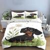 Whimsical pup and daisies. Bedding sets Duvet covers Pillowcases(1* Duvet Cover 2* Pillowcases without duvet insert)