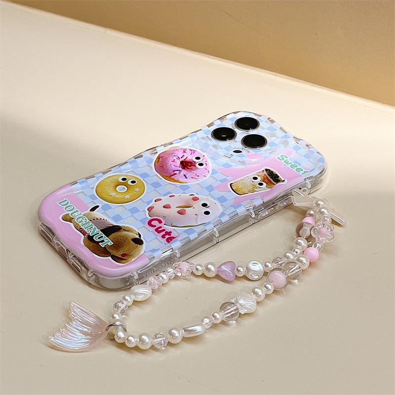 

Чохол для мобільного телефону Zhitai з кремовим візерунком для iPhone 13, 14 Pro, 15, 16 Pro Max з браслетом, цільний iPhone 6