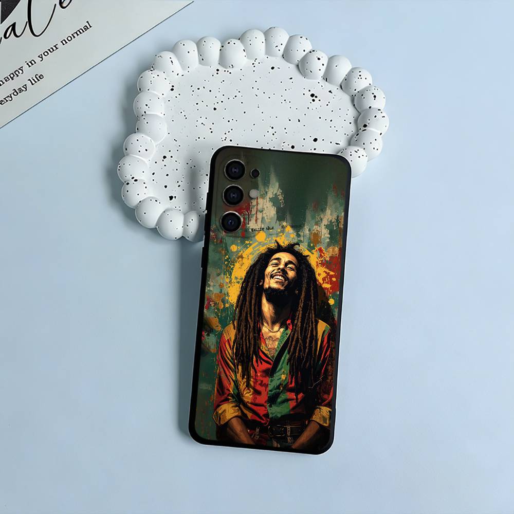Lion-B-Bob- M-Marley Soft Silicone Case for Samsung S25, S24, S21, S22, S23, S30, Ultra, S20, Plus, FE, Lite-Black