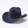 European and American Popular Belt Buckle Big Edge Curling Top Hat, Western Cowboy Hat, Woolen Felt Hat Jazz Hat
