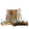 Whisky Set Molten Glass On Wood Base