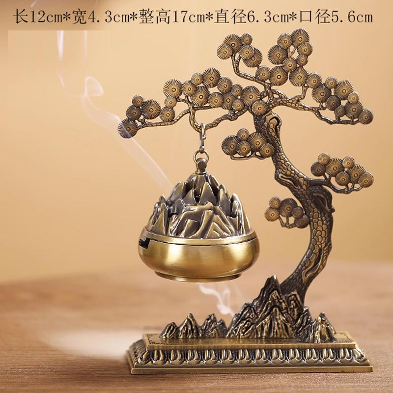 Creative Welcome Guest Pine Incense Burner Ornament Zen Tea Ceremony Home Indoor Chinese Hollow Retro Hanging Incense Burner 1Pc