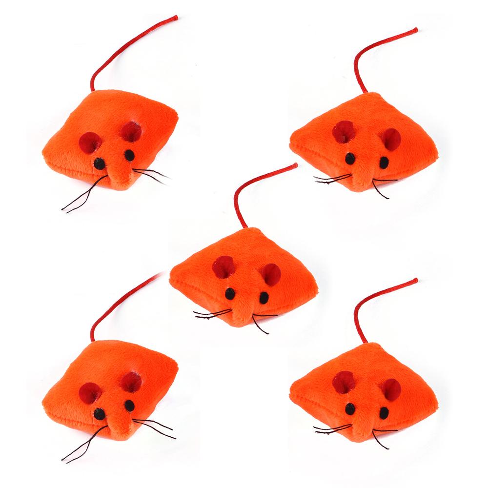 

5pcs Orange Mouse Cat Toy Cute Plush Mice Pet Toy Catnip Inside