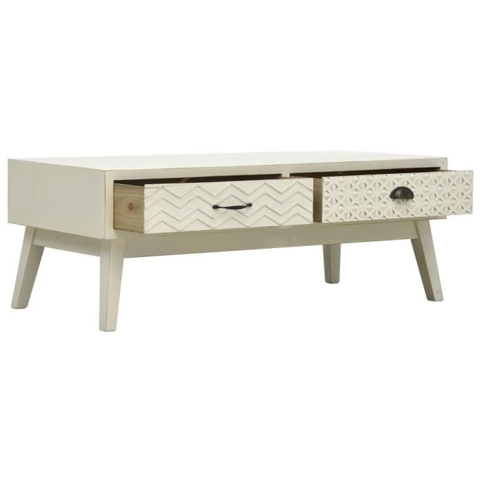 VidaXL Table basse avec 2 tiroirs Gris sculpté 110x50x40 cm Bois