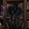 Pointed Witch Hat Halloween for Women, Velvet Wizard with Ruffle Costume Accessory Brim And Bow Party, Masquerade, Cosplay