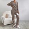 Two-piece Set 1116 Autumn Fashion Straight-leg Pants V-neck Pit Strip Knitted Sweater Casual Suit Women's Clothing