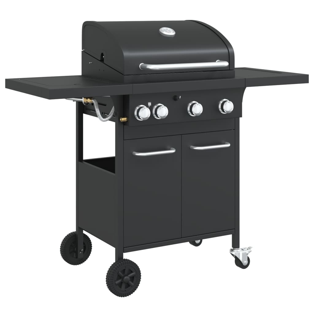 4 Burner Gas Grill in Black Powder Coated Steel
