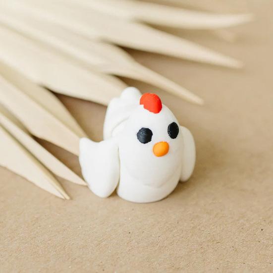 

3D-печатная куриная фигурка с подвижными крыльями, легкая статуэтка курицы, настольное украшение, игрушка для снятия стресса белый