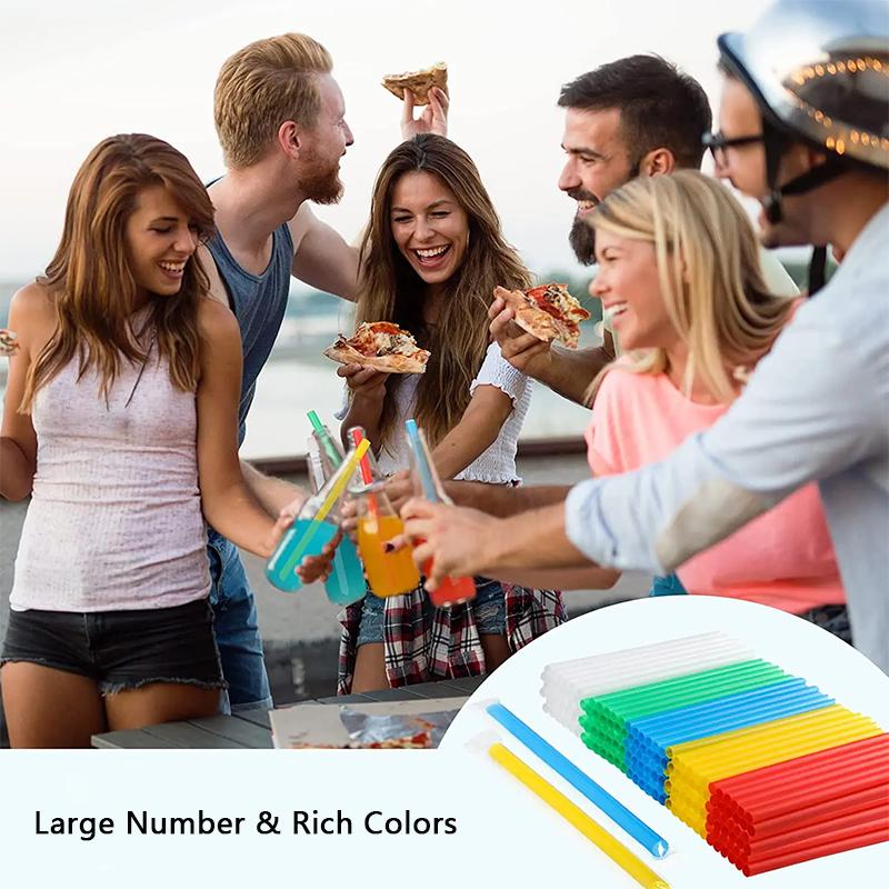 100/200/300 buc Pai de plastic de unică folosință Pai de băut pentru petreceri, evenimente colorate, tub drept flexibil, accesorii pentru bară de paie 6*190mm