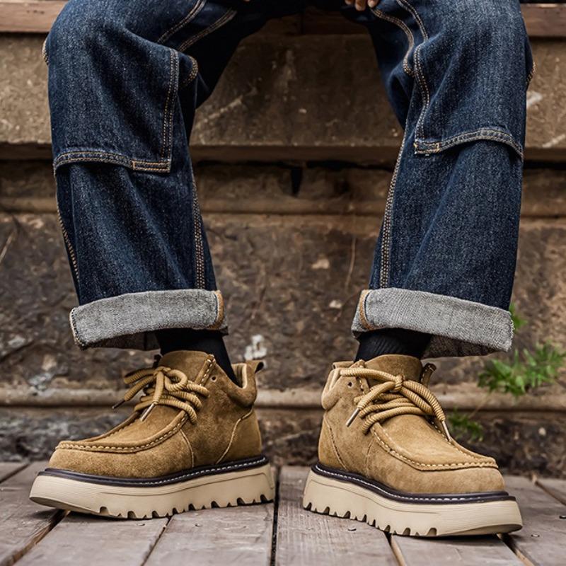 Autumn Men's Luxury Suede Leather Casual Shoes Classic Retro Outdoor Sports Leisure Shoes British Low-top Loafers Soft Men Boots