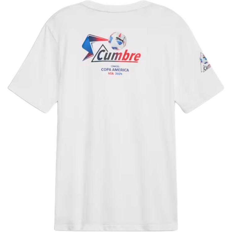 Puma Cumbre Conmebol Copa Letter Print Crew Neck Short Sleeve T-Shirt Men Tops White 763916-01