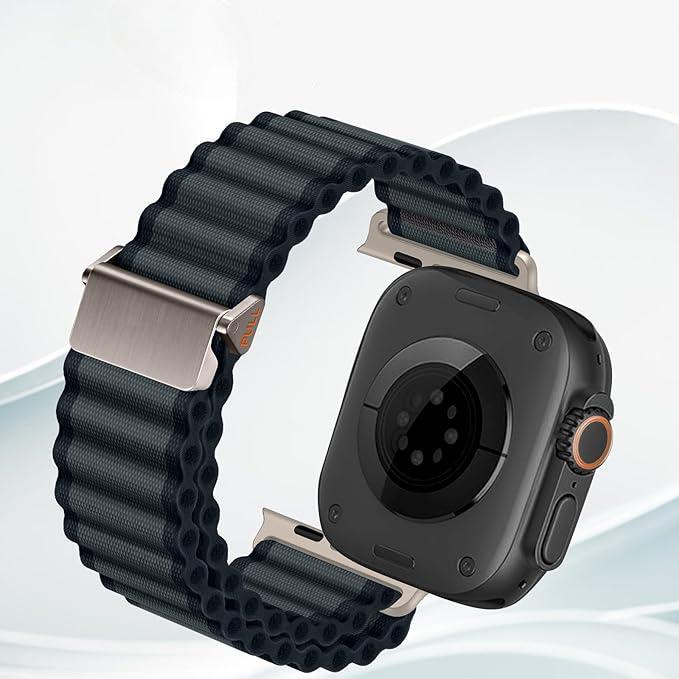 Nylon Strap for Apple Watch 1/2/3/4/5/6/7/8/9/10/11/SE Ultra 1/2/3 42/44/45/46/49mm, Black