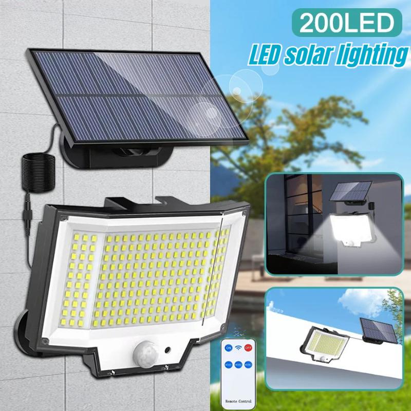 Solar Lights Outdoor Garden 200LED Solar Security Light Motion Sensor 3 Mode Waterproof Solar Powered Flood Lamp Yard Garage
