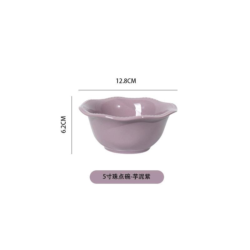 French Simple Ceramic Tableware Set Creative Beads High Value Household Ceramic Rice Bowl Noodle Bowl Vegetable Plate Fish Plate