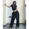 Women's Autumn Loose Fit Spicy Black Sweatpants - Cuffed Wide Leg Jazz Dance Pants