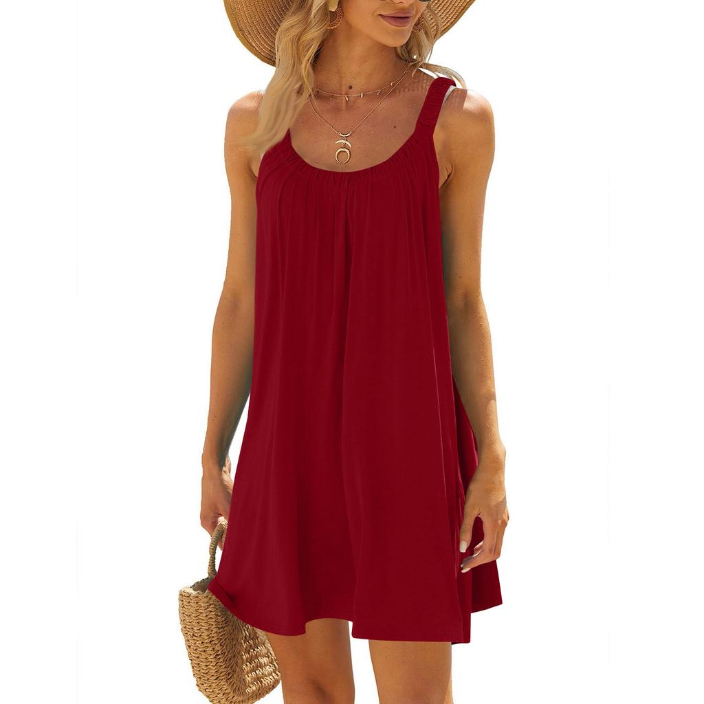 Ladies' Casual Loose Sleeveless U-neck Dress