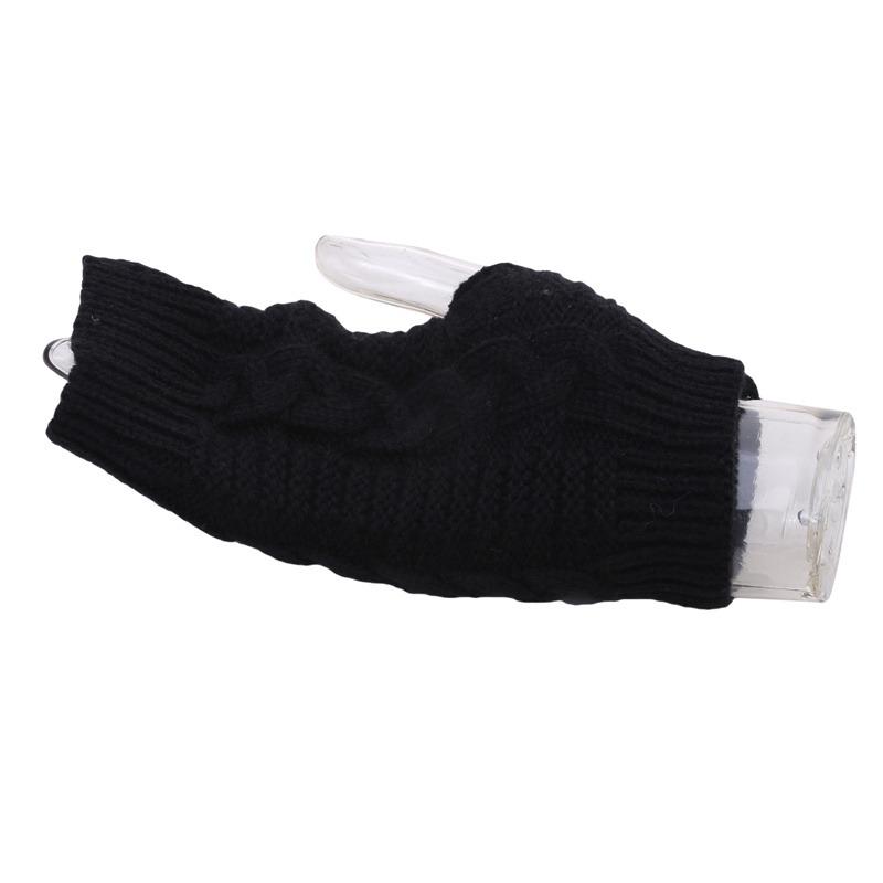 Women Winter Warm Fashion Knitted Arm Fingerless Gloves Outdoor Soft Touchscreen Mittens
