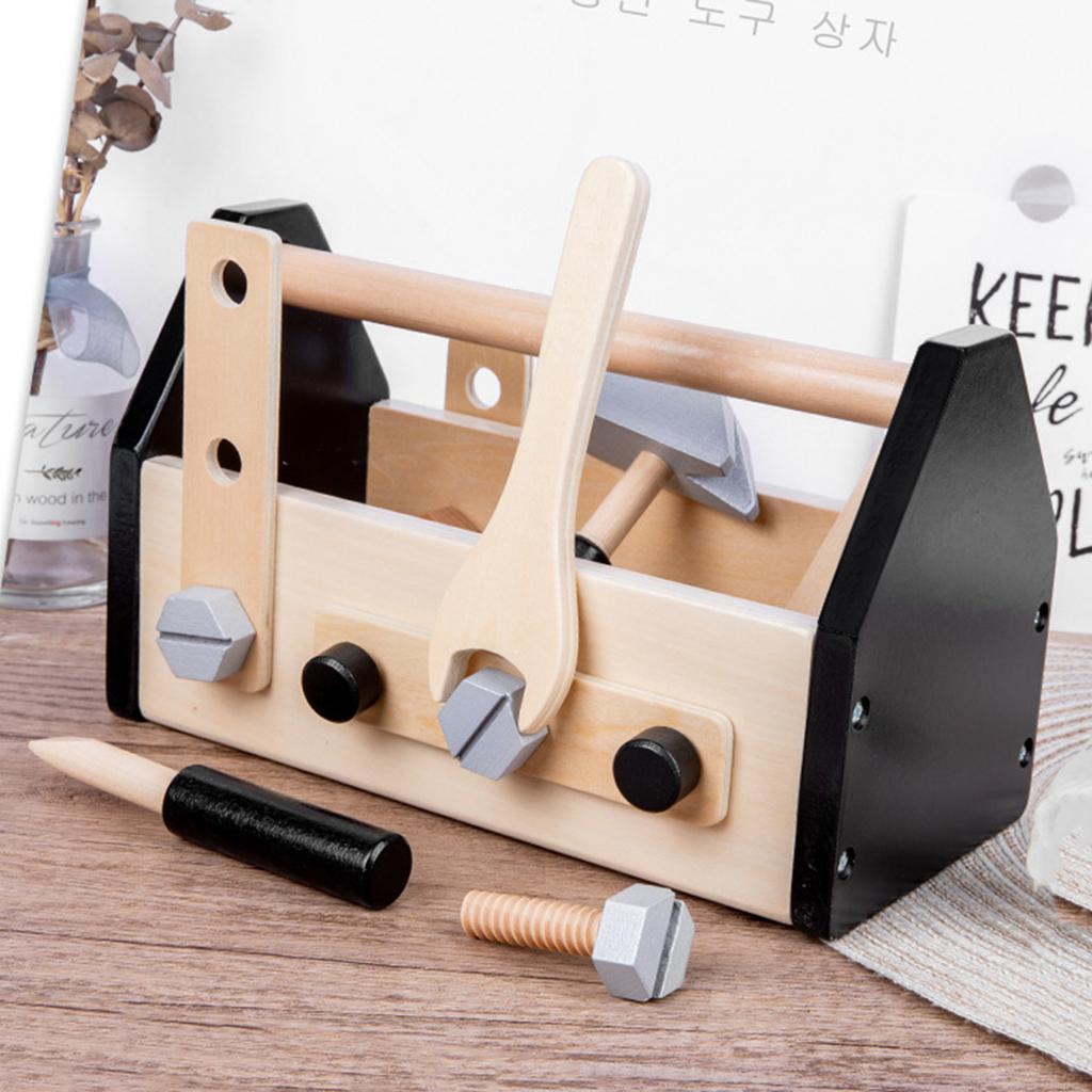 Montessori Holz Reparatur Werkzeug Set Mit Box Schraubendreher Schraubenschlüssel Hammer Lineal Schrauben Muttern Und Nägel Für Jungen Mädchen Werkzeug Spielzeug Geschenke