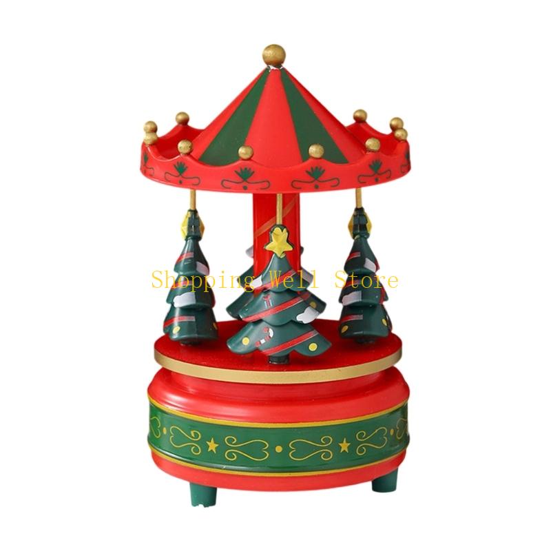 KX4B Rotating Holiday Music Box Christmas Tree Ornament Holiday Homes Decoration Gift