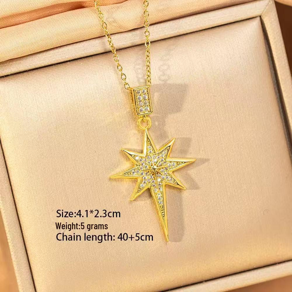 Pendentif Étoile à Huit Branches: Accessoire DIY de Luxe en Cuivre et Zirconia pour Femmes