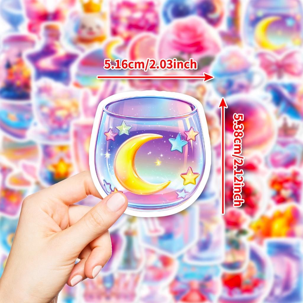 50 durchsichtige strukturierte Glasflaschen-Objektsticker Rosa Traum Hochwertige DIY-Dekorationssticker