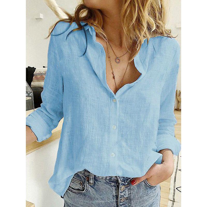 Casual Loose Long Sleeved Linen Shirt Casual Loose Long Sleeves Linen Shirt