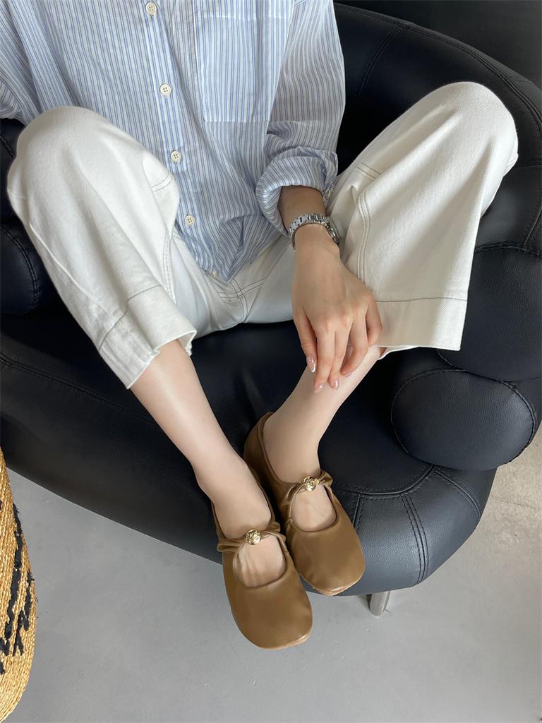 2025 New Shallow Mouth One-word Strap Single Shoes Women's Single Shoes