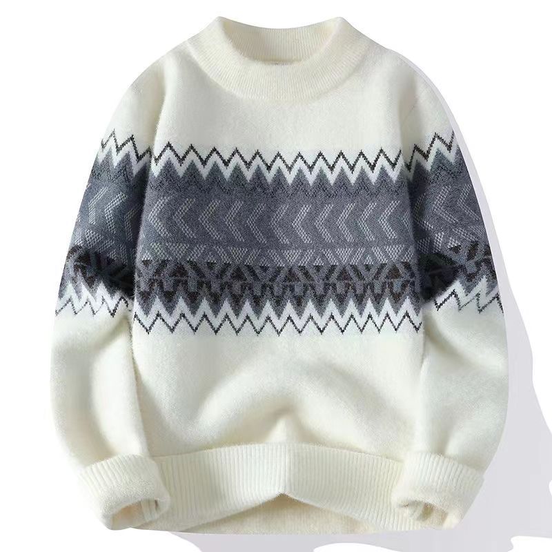 Hot Sale, Autumn and Winter New Printed Crew Neck Sweater Bottom Knitted Sweater Large Size Loose Sweater