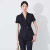 Women's Black Short-Sleeve Professional Suit Set for Summer Reception and Workwear