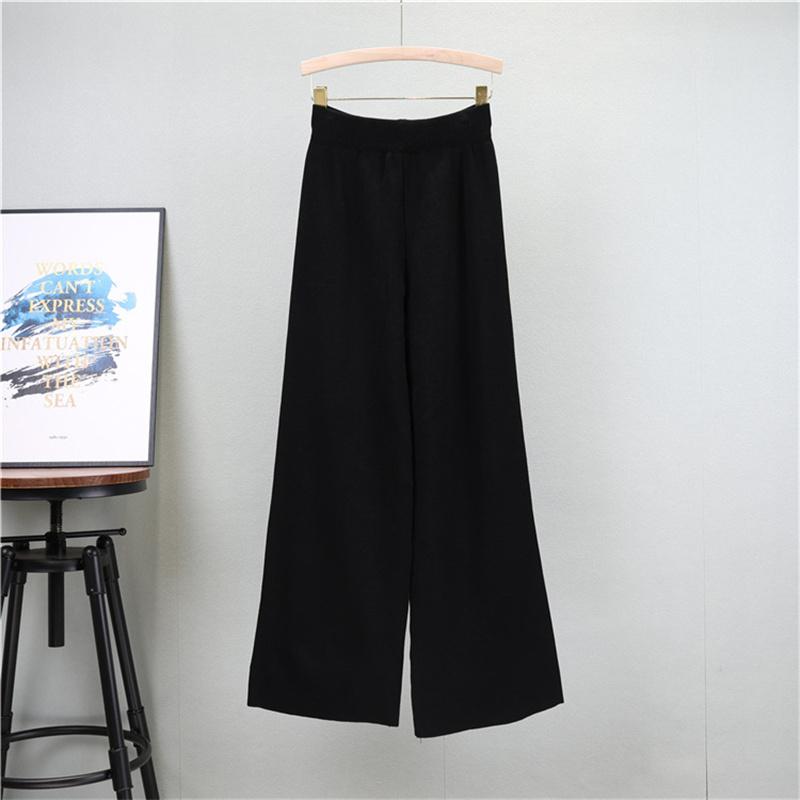 Women's Autumn Shawl Knitted Sweater Loose Wide Leg Pants Three Piece Suit Fashionable Casual Jacket Sweater Suit