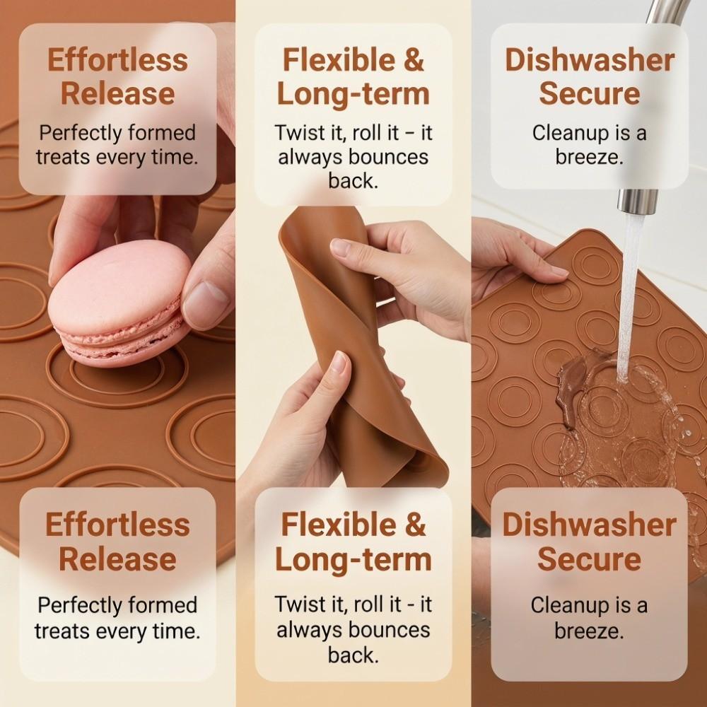 30 Hole Macaron Baking Mat Food Grade Silicone Dishwasher Safe Silicone Pastry Mold Oven Safe Flexible Round Cookie Sheet