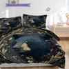 Schwarzbär-Muster Bettwäsche Steppdecke Set Bettbezug Kissenbezug Heimdekoration Geburtstagsgeschenk (1 Bettbezug + 2 Kissenbezüge, ohne Füllung)
