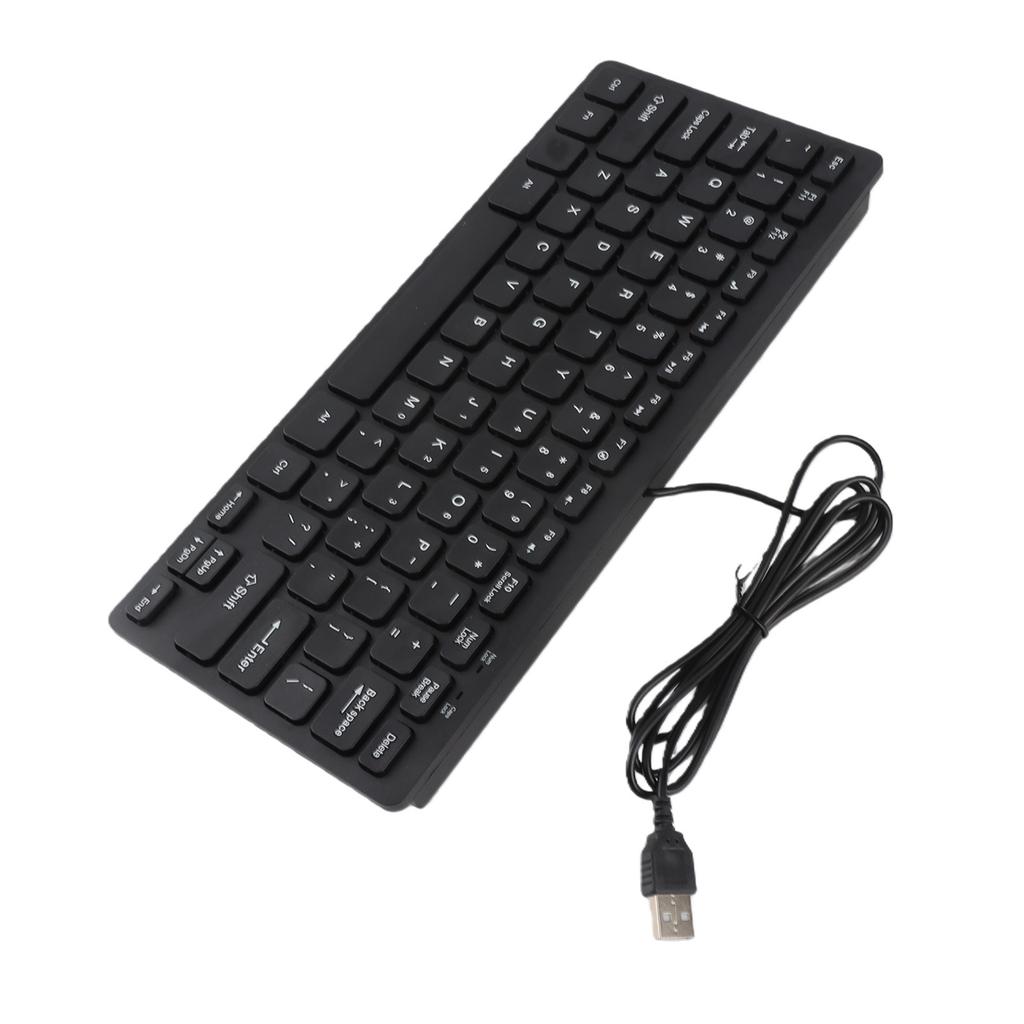78 Keys Thin USB Wired Keyboard for Desktop Computer Laptop PC (Black)