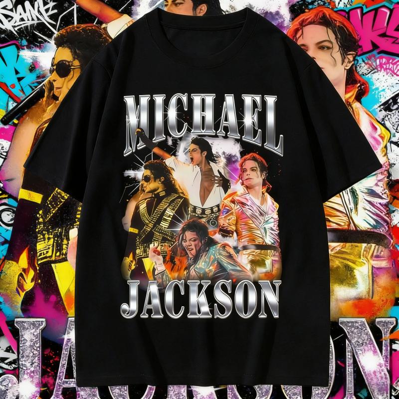 Vintage Michael Jackson Print Cotton Tee 2026 Summer Unisex HipHop Sport Comfort Breathable Plus Size Casual TShirt Y2k
