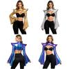 Damen Stage Performance Crop Top Gothic Metallisch Bolero Rollkragen Ausgestellter Ärmel Verdeckter Reißverschluss Hinten für Halloween Mottoparty